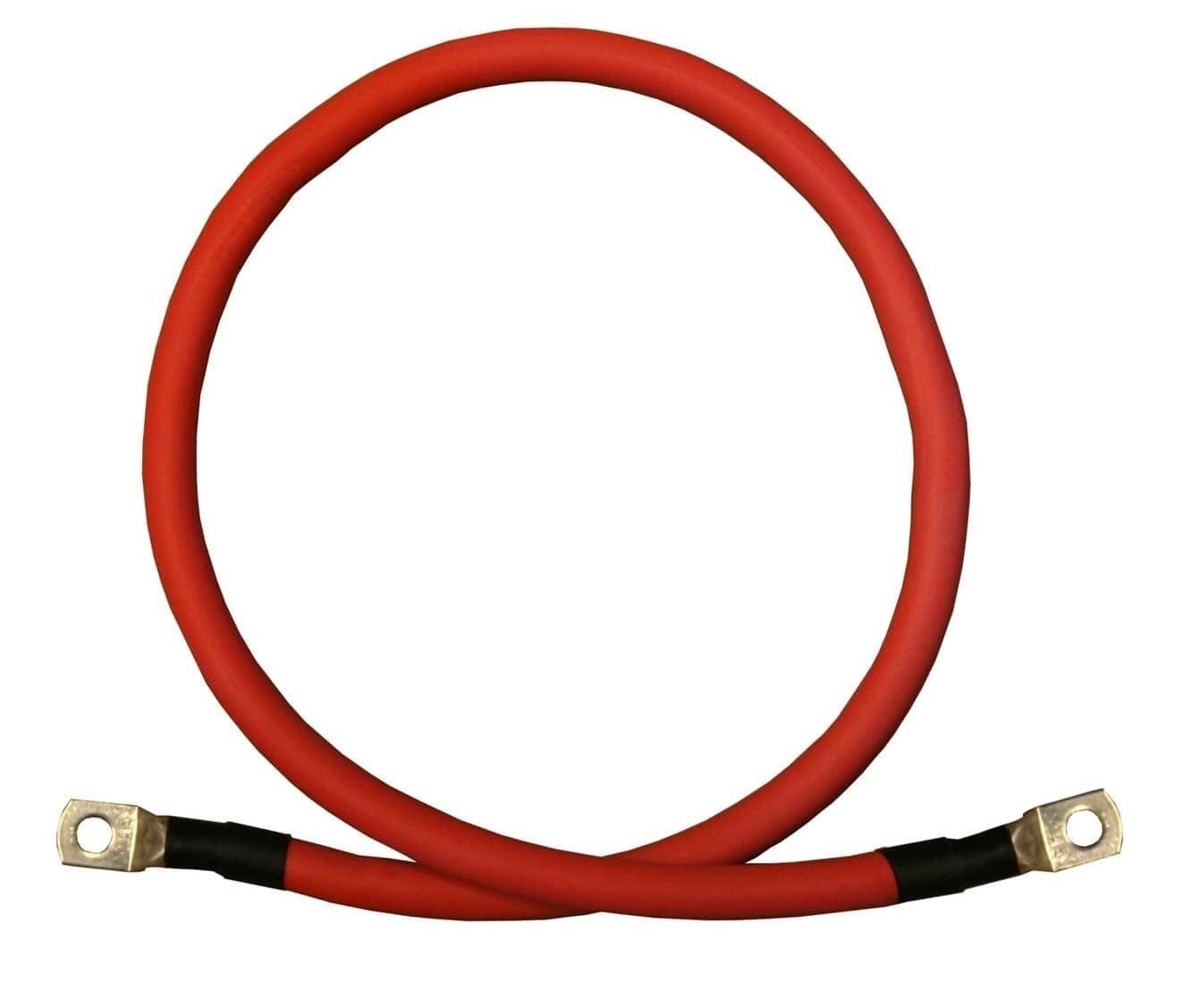 1/0AWG Copper Cabling | Pick Length and Lugs Windy Nation 1ft / 1/4"-5/16" / Red