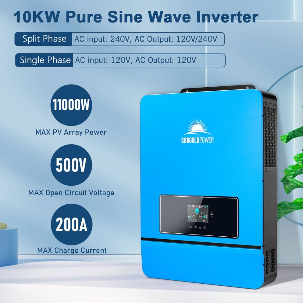 10KW 48V Split Phase Solar Inverter SunGoldPower power inverter with solar controller