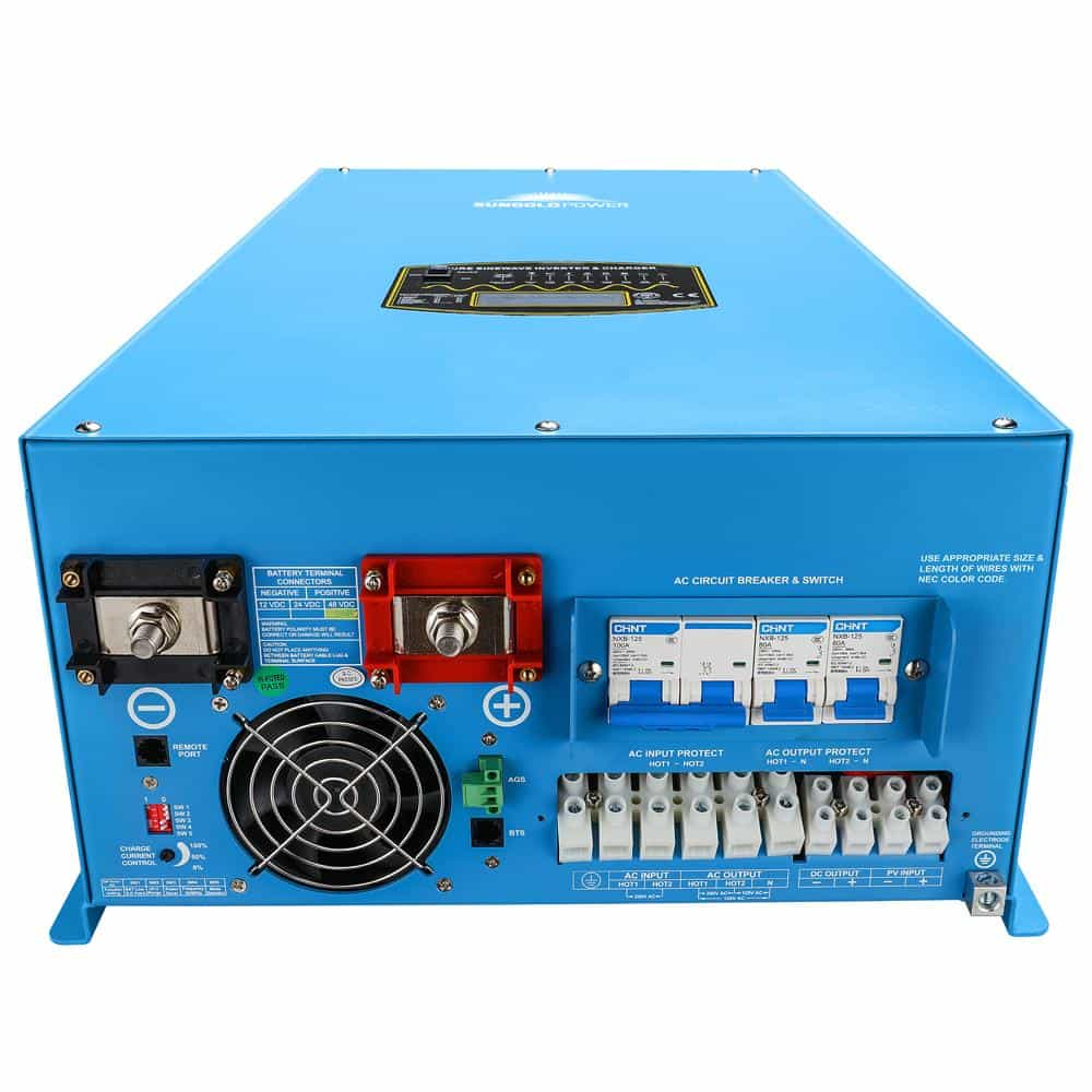 12000W 48V Split Phase Pure Sine Wave Inverter Charger SunGoldPower 240V / 120V/240V power inverter with solar controller