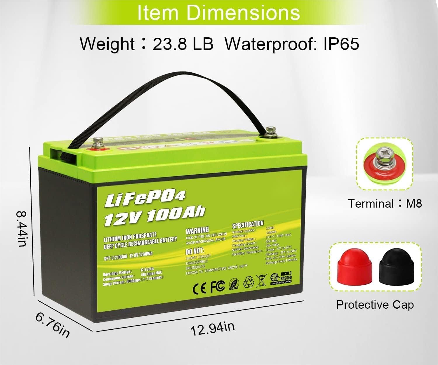 12V 100Ah LiFePO4 Deep Cycle Lithium Battery AcoPower Batteries