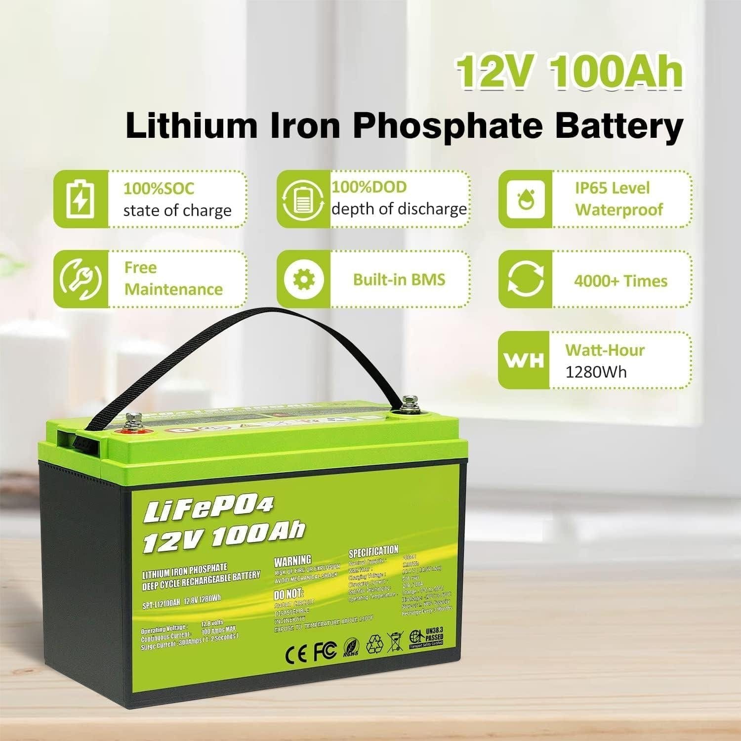 12V 100Ah LiFePO4 Deep Cycle Lithium Battery AcoPower Batteries