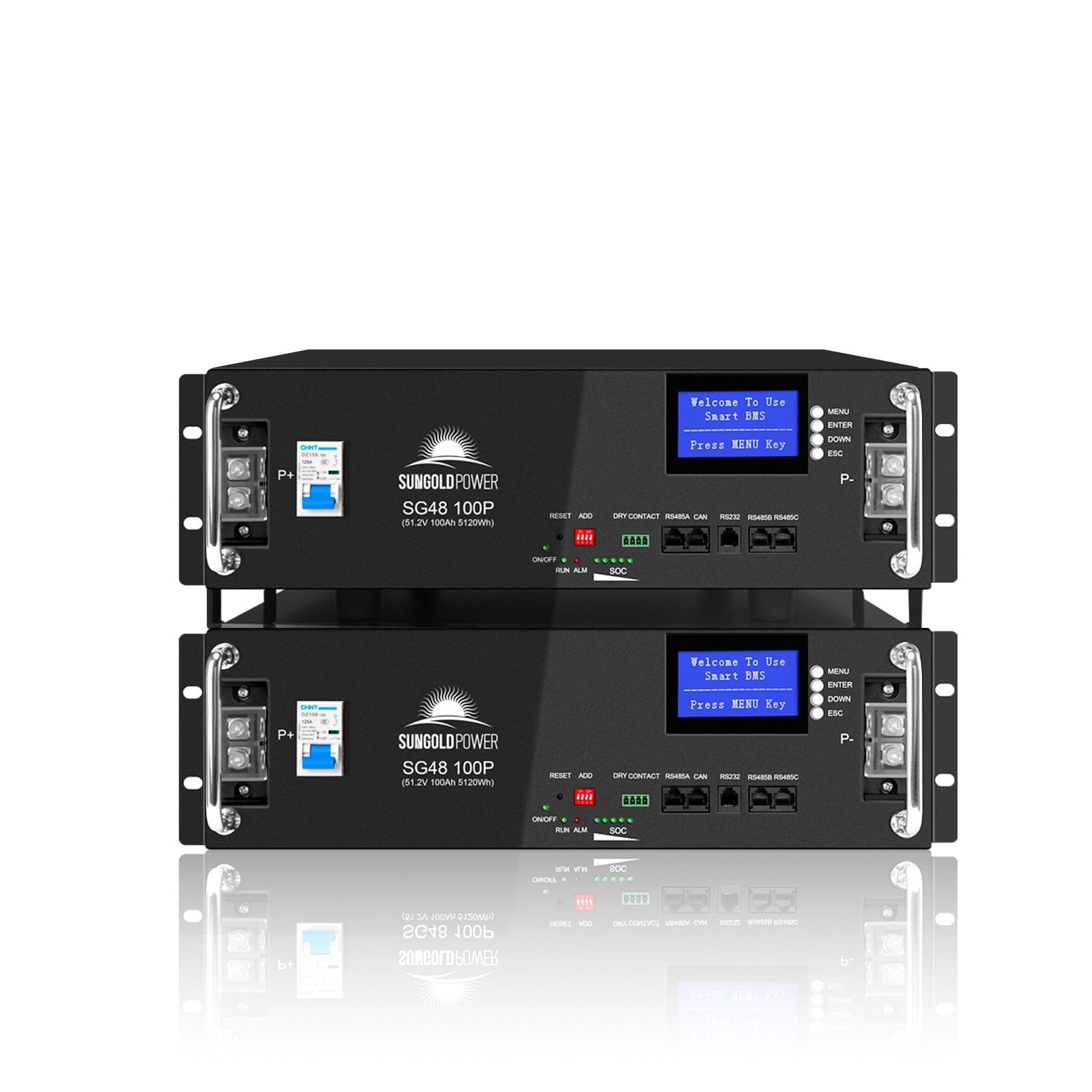 2 X 48V 100AH Server Rack LiFePO4 Lithium  Battery SG48100P SunGoldPower Battery
