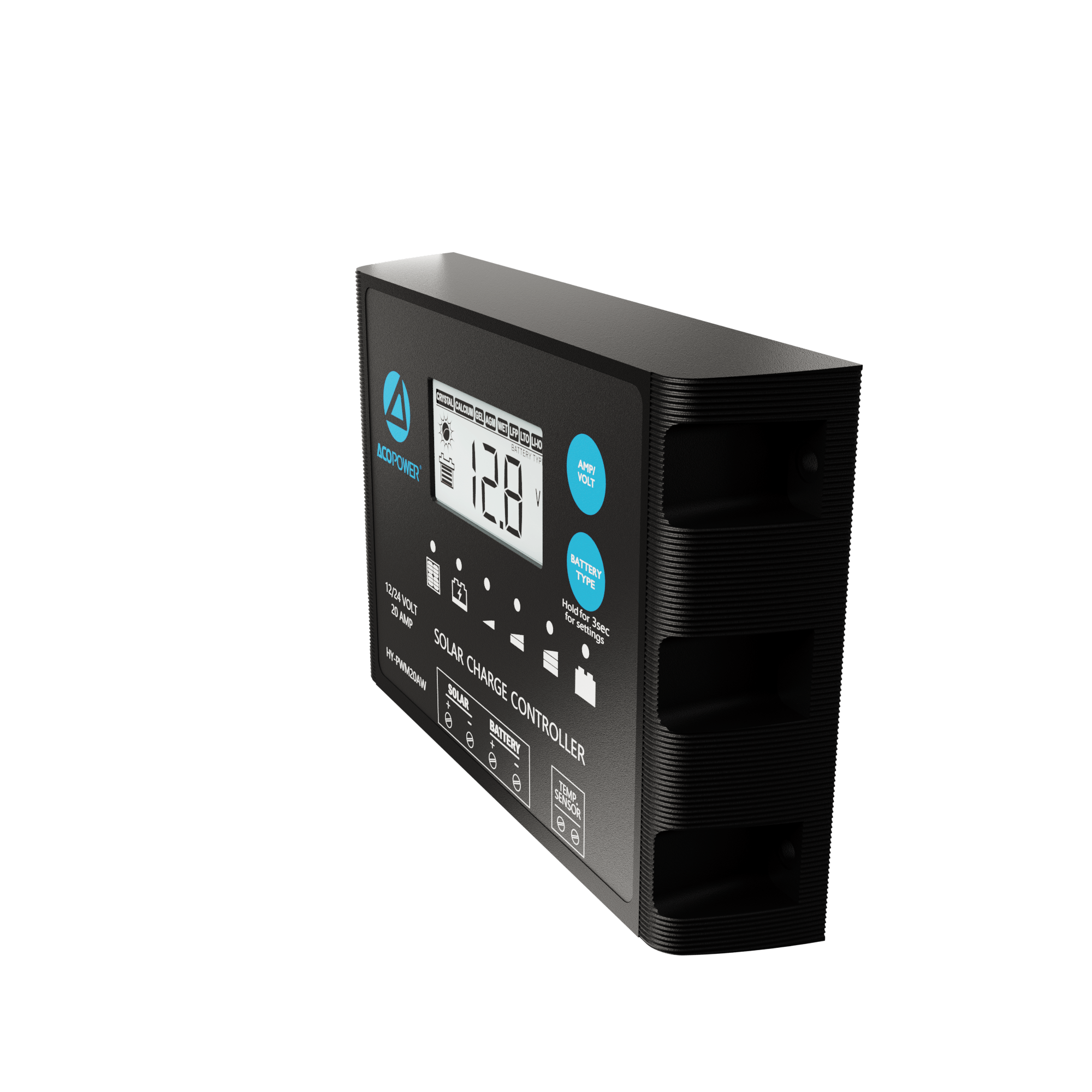 20A ProteusX Waterproof PWM Solar Charge Controller Compatible With 8 Battery Types AcoPower Controllers