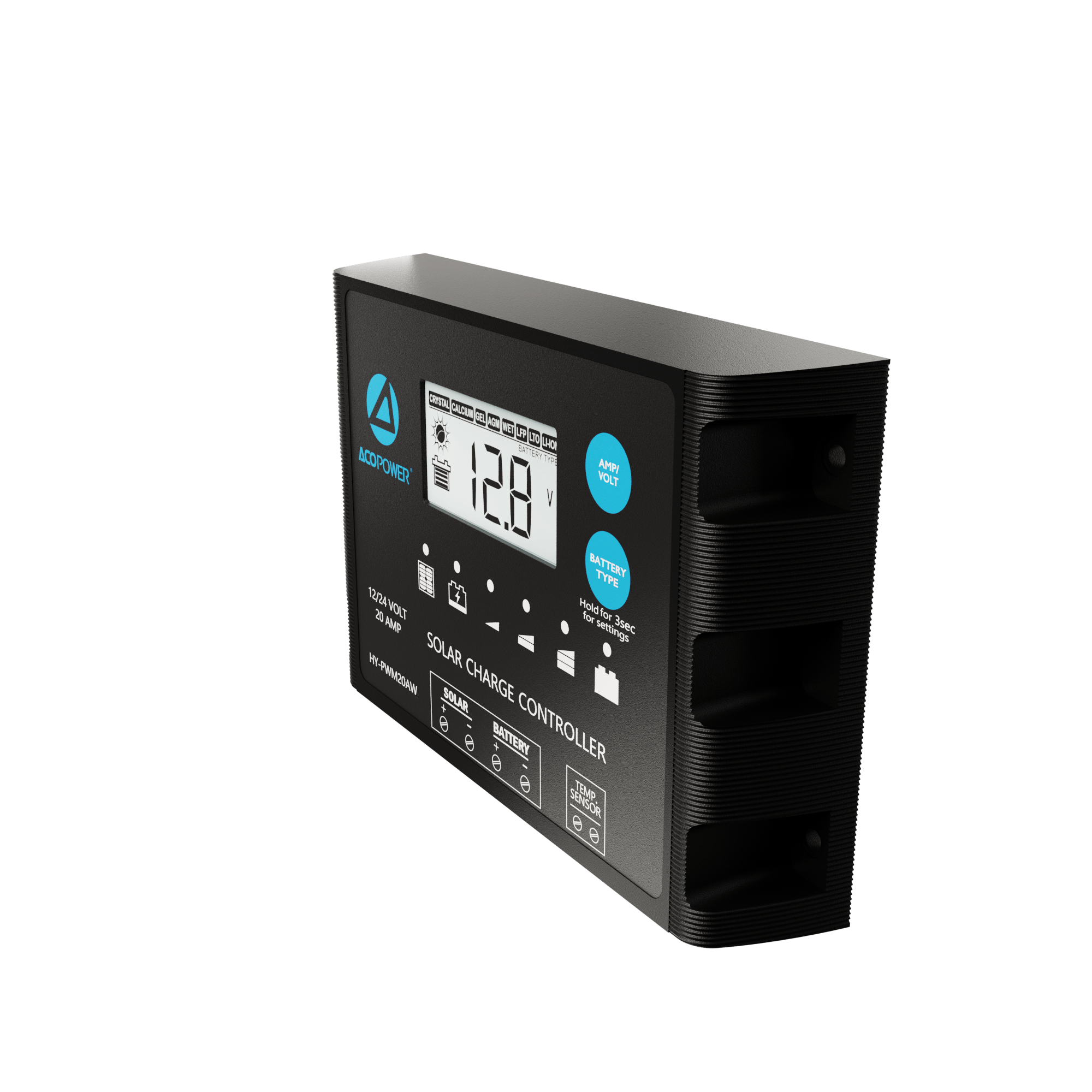 20A ProteusX Waterproof PWM Solar Charge Controller Compatible With 8 Battery Types AcoPower Controllers