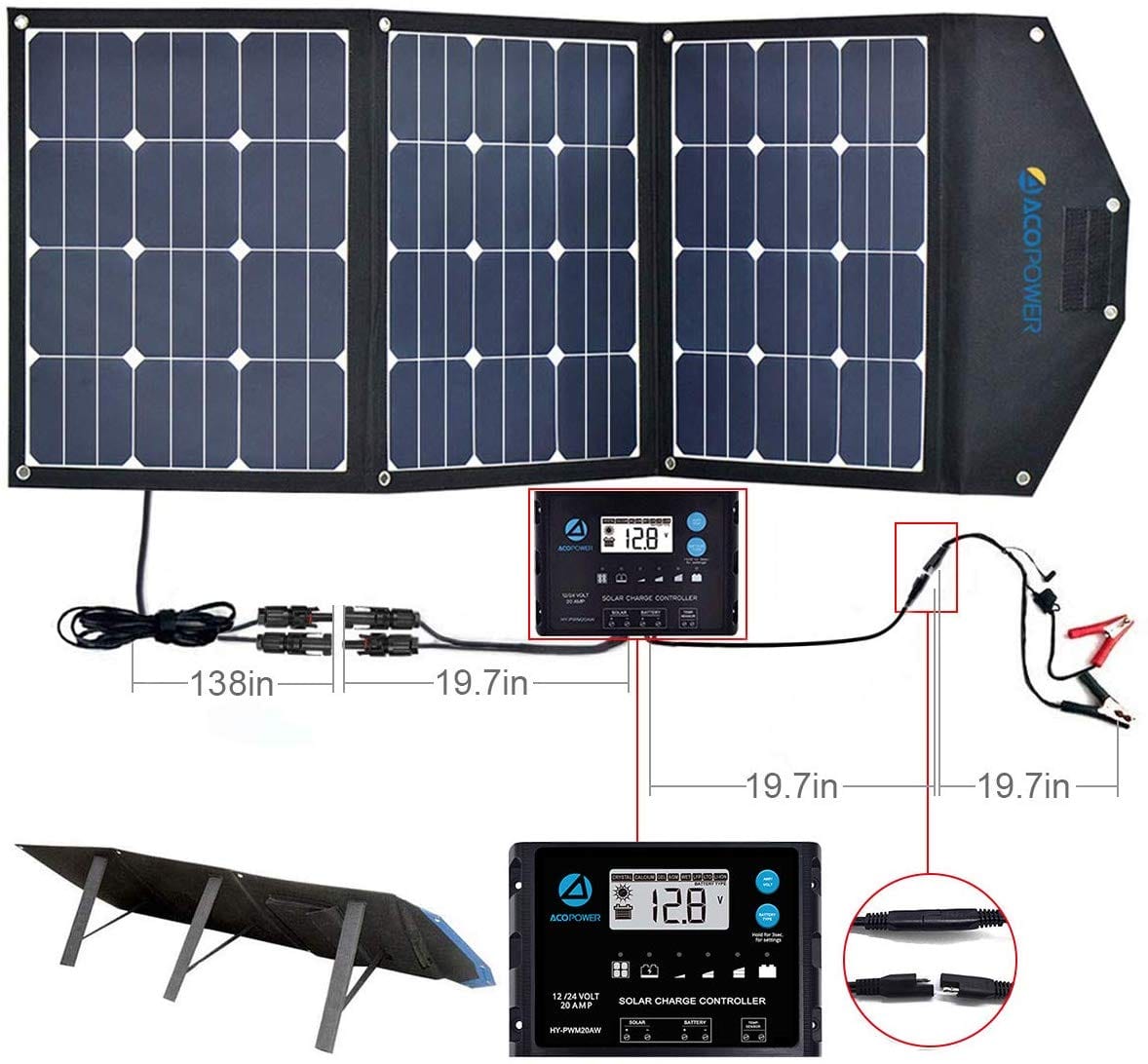 240W Foldable Solar Panel with ProteusX 20A Charge Controller AcoPower Portable Panels