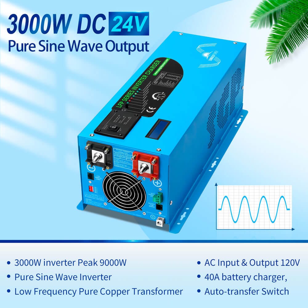 3000W DC 24V Pure Sine Wave Inverter With Charger SunGoldPower Pure Sine Wave Inverter With Charger