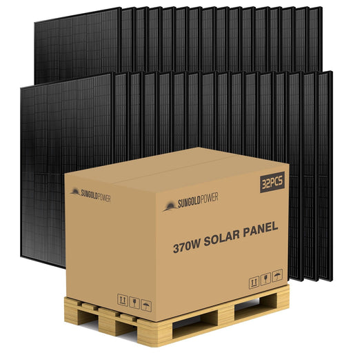 370W MONO BLACK PERC SOLAR PANEL FULL PALLET (32 PANELS) SunGoldPower Monocrystalline Solar Panel