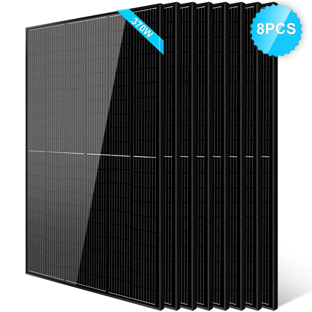 370W Mono Black PERC Solar Panel SunGoldPower 8pcs Monocrystalline Solar Panel