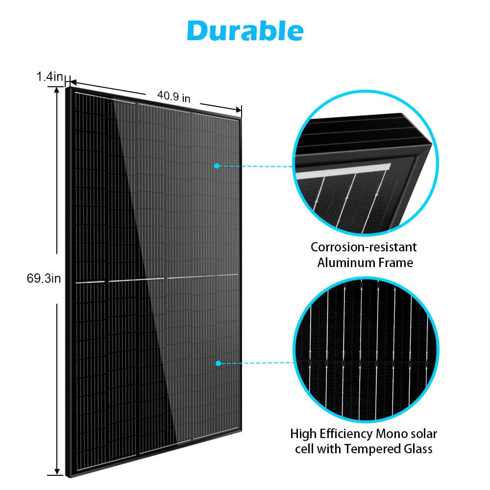 370W Mono Black PERC Solar Panel SunGoldPower Monocrystalline Solar Panel