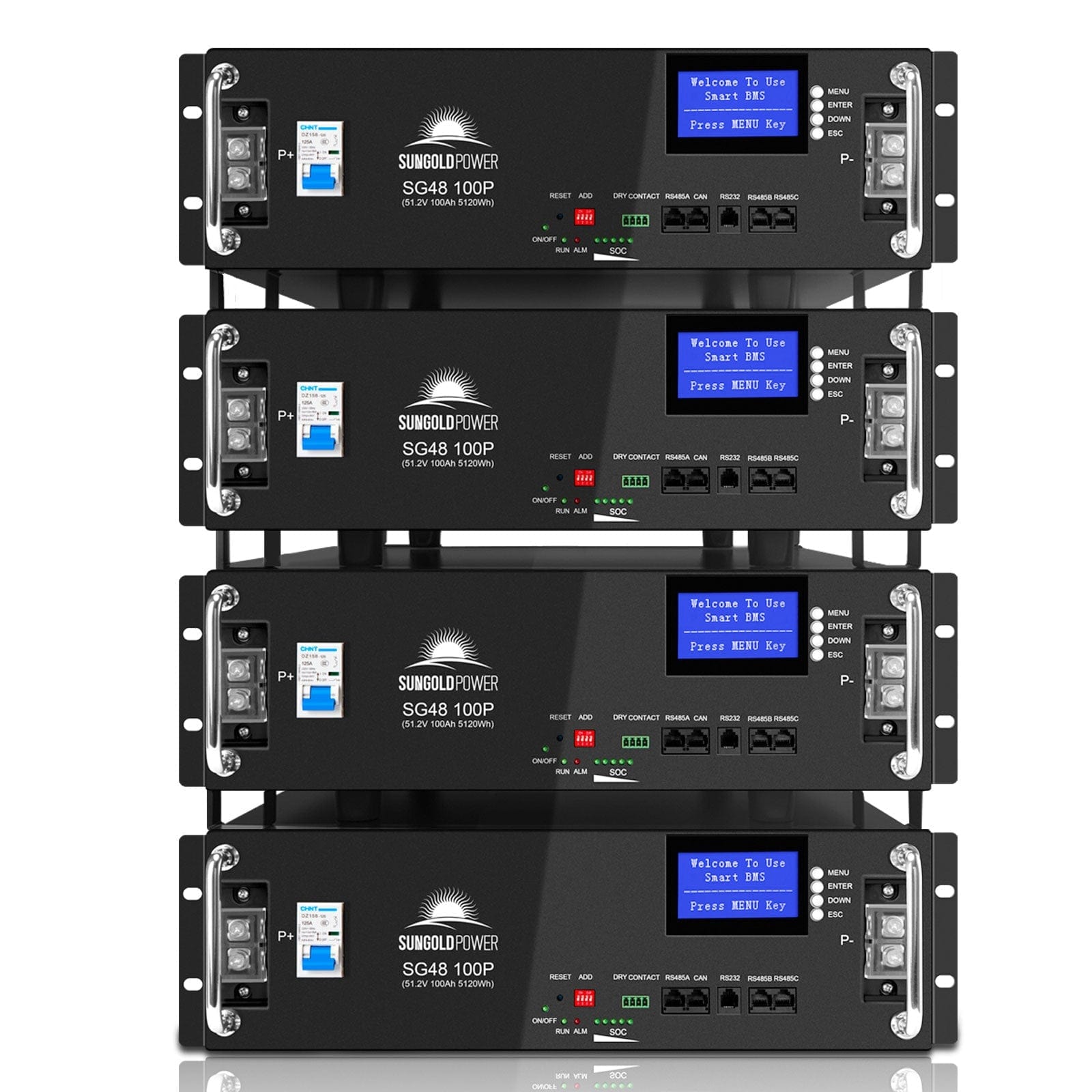 4 X 48V 100AH Server Rack LiFePO4 Lithium  Battery SG48100P SunGoldPower Battery