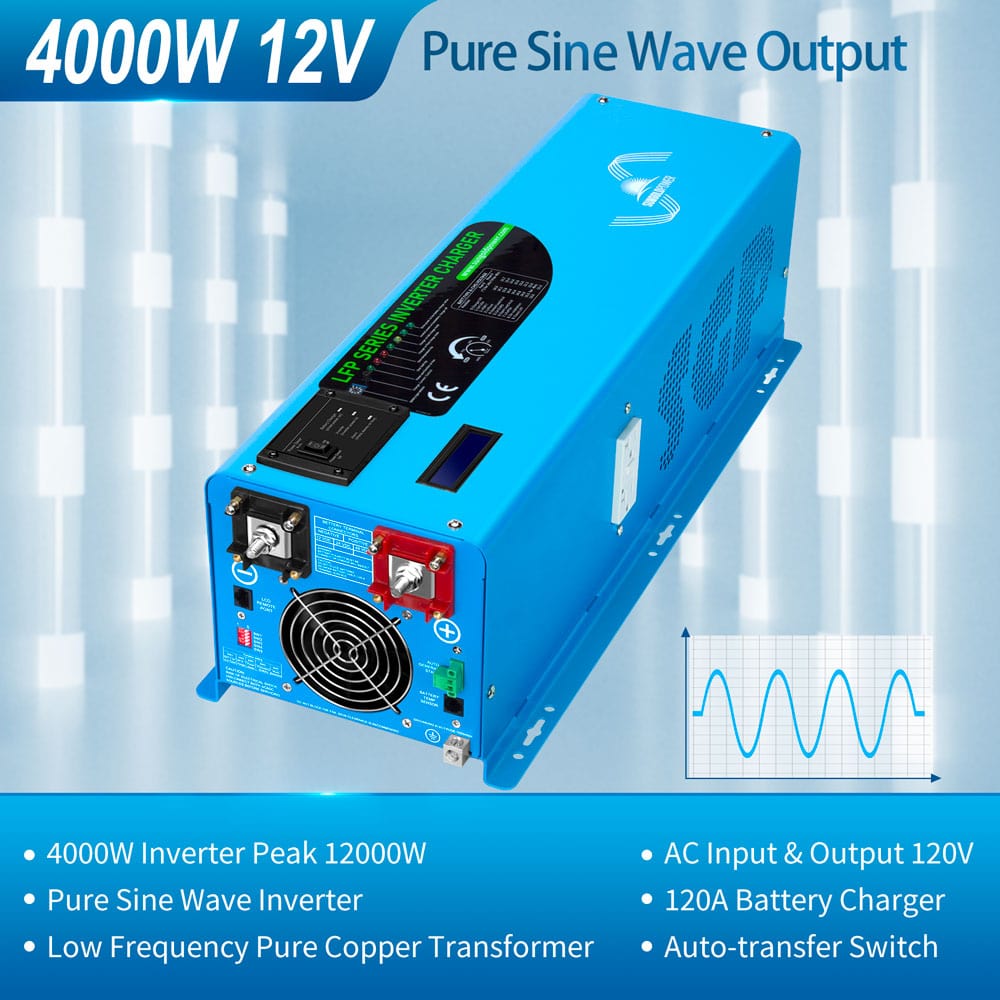 4000W DC 12V Pure Sine Wave Inverter With Charger SunGoldPower Pure Sine Wave Inverter With Charger