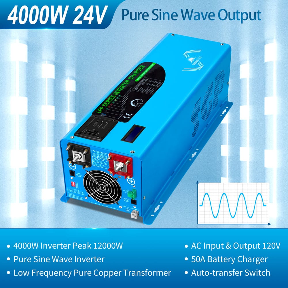 4000W DC 24V Pure Sine Wave Inverter With Charger SunGoldPower Pure Sine Wave Inverter With Charger