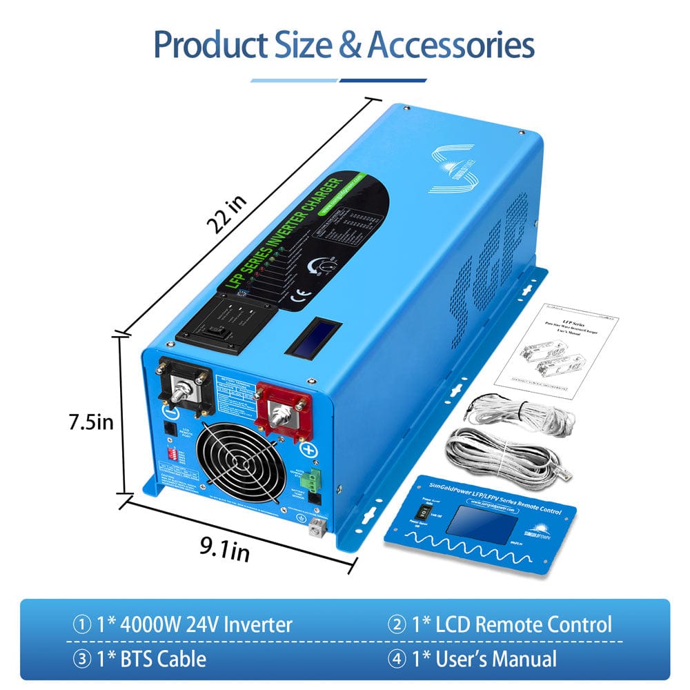 4000W DC 24V Pure Sine Wave Inverter With Charger SunGoldPower Pure Sine Wave Inverter With Charger