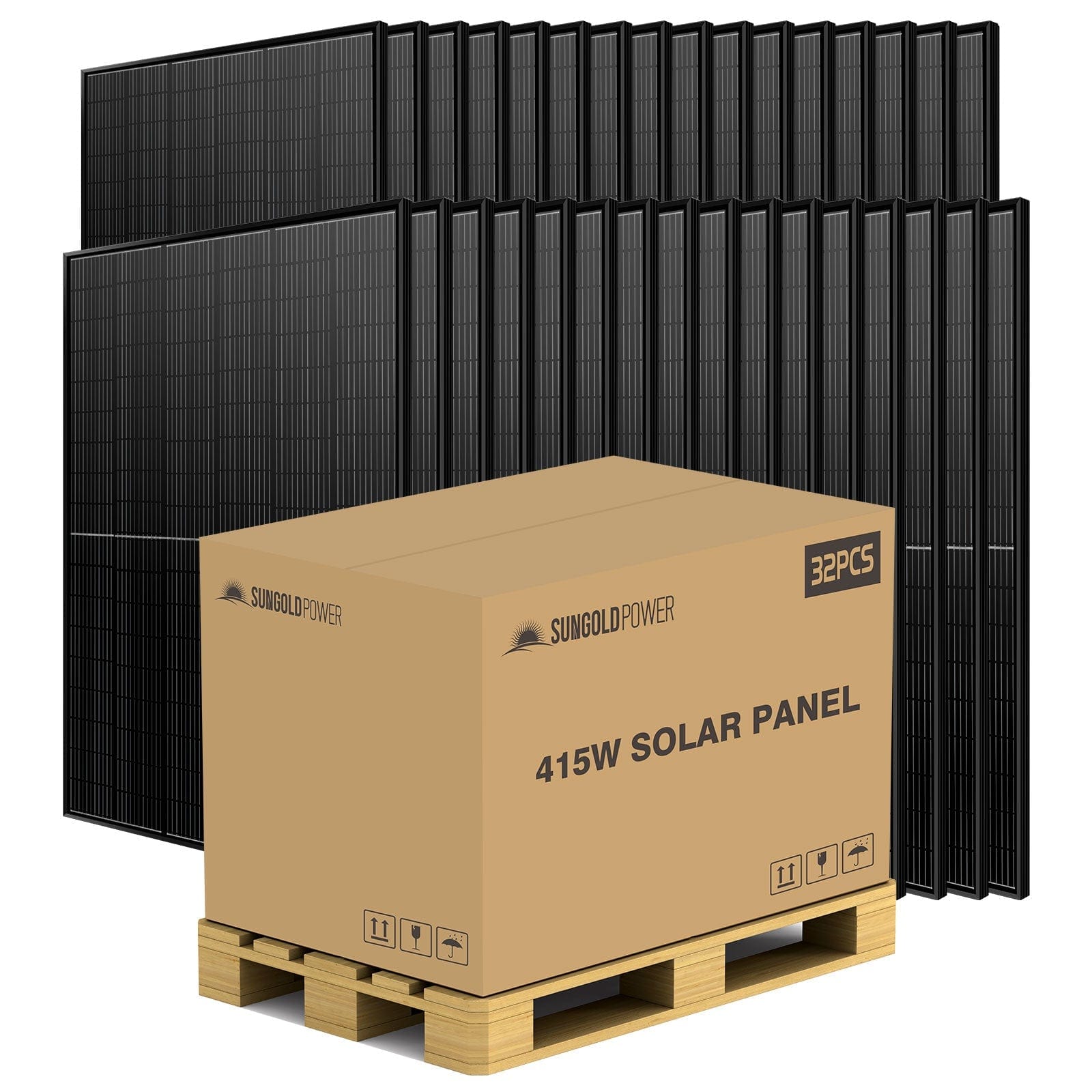 415W MONO BLACK PERC SOLAR PANEL FULL PALLET (32 PANELS) SunGoldPower Monocrystalline Solar Panel