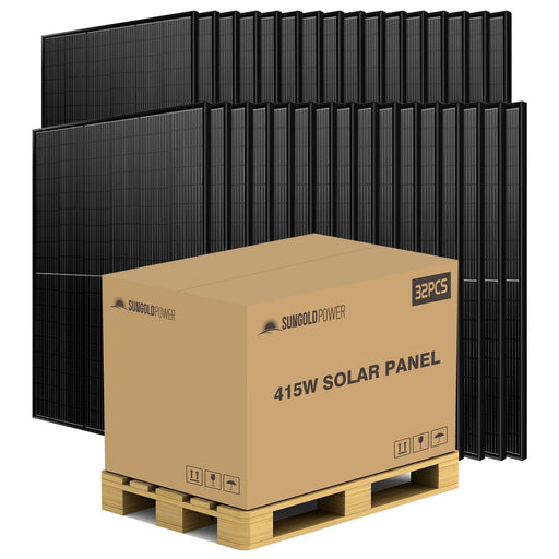 415W MONO BLACK PERC SOLAR PANEL FULL PALLET (32 PANELS) SunGoldPower Monocrystalline Solar Panel