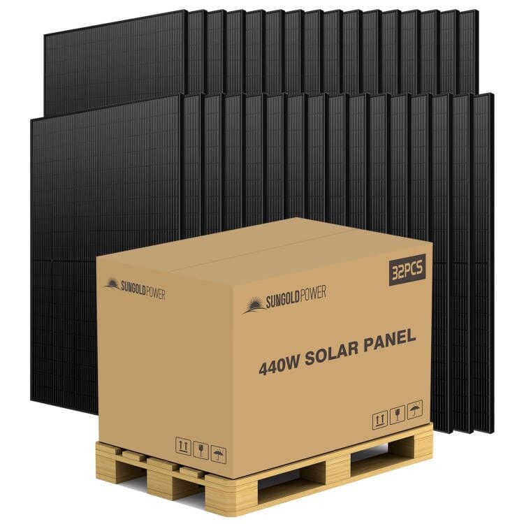 440W MONO BLACK PERC SOLAR PANEL FULL PALLET (32 PANELS) SunGoldPower Monocrystalline Solar Panel