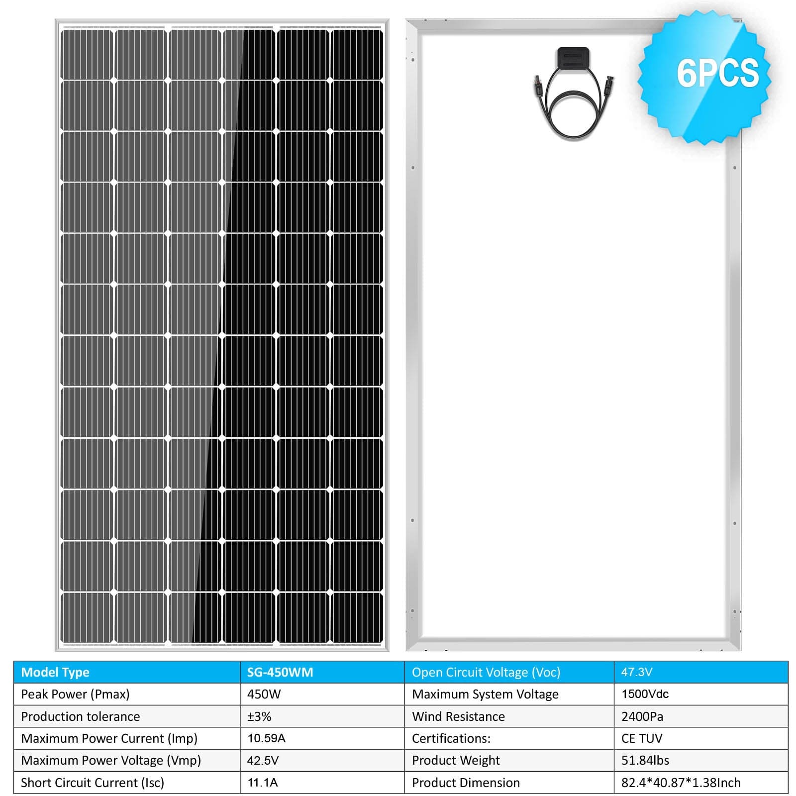 450 Watt Monocrystalline PERC Solar Panel SunGoldPower Monocrystalline Solar Panel