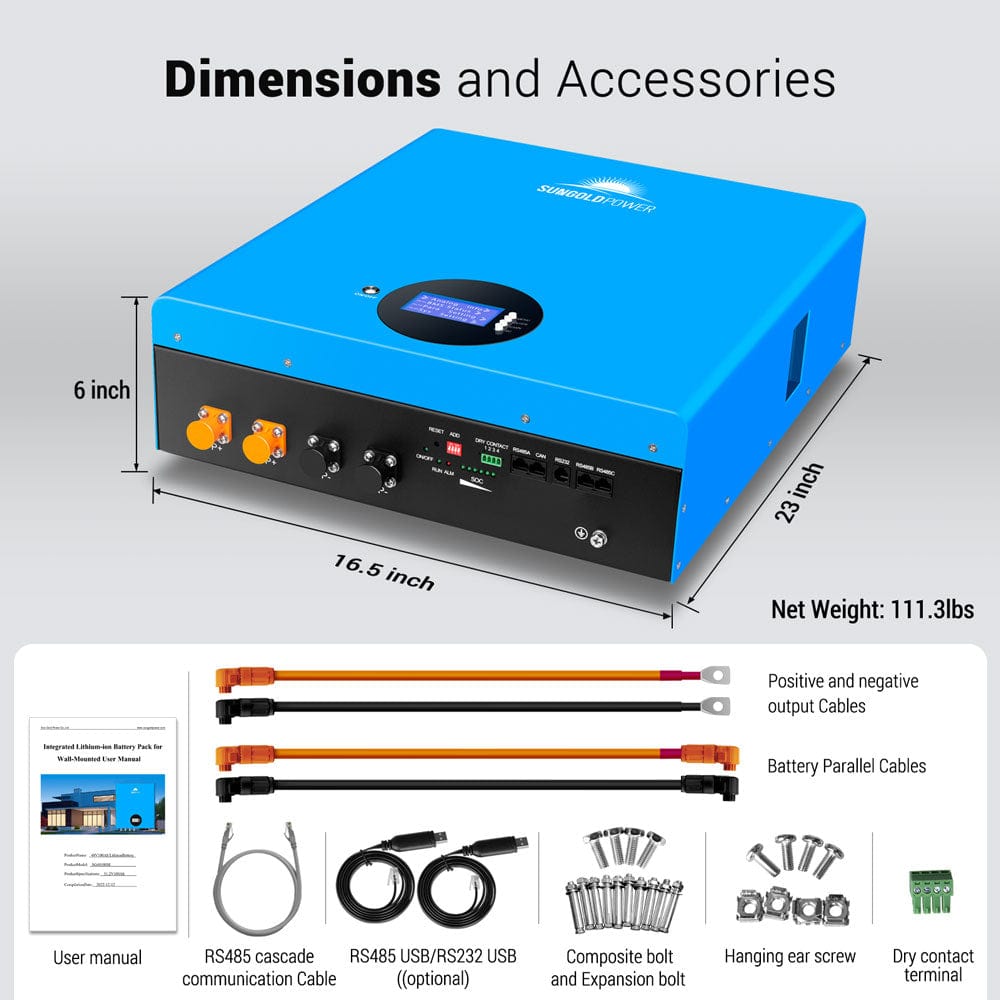 5.12KWH Powerwall LiFePO4 Lithium Battery SG48100M SunGoldPower Battery