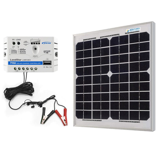 ACOPower 10W 12V Solar Charger Kit, 5A Charge Controller with Alligator Clips AcoPower Solar Panels