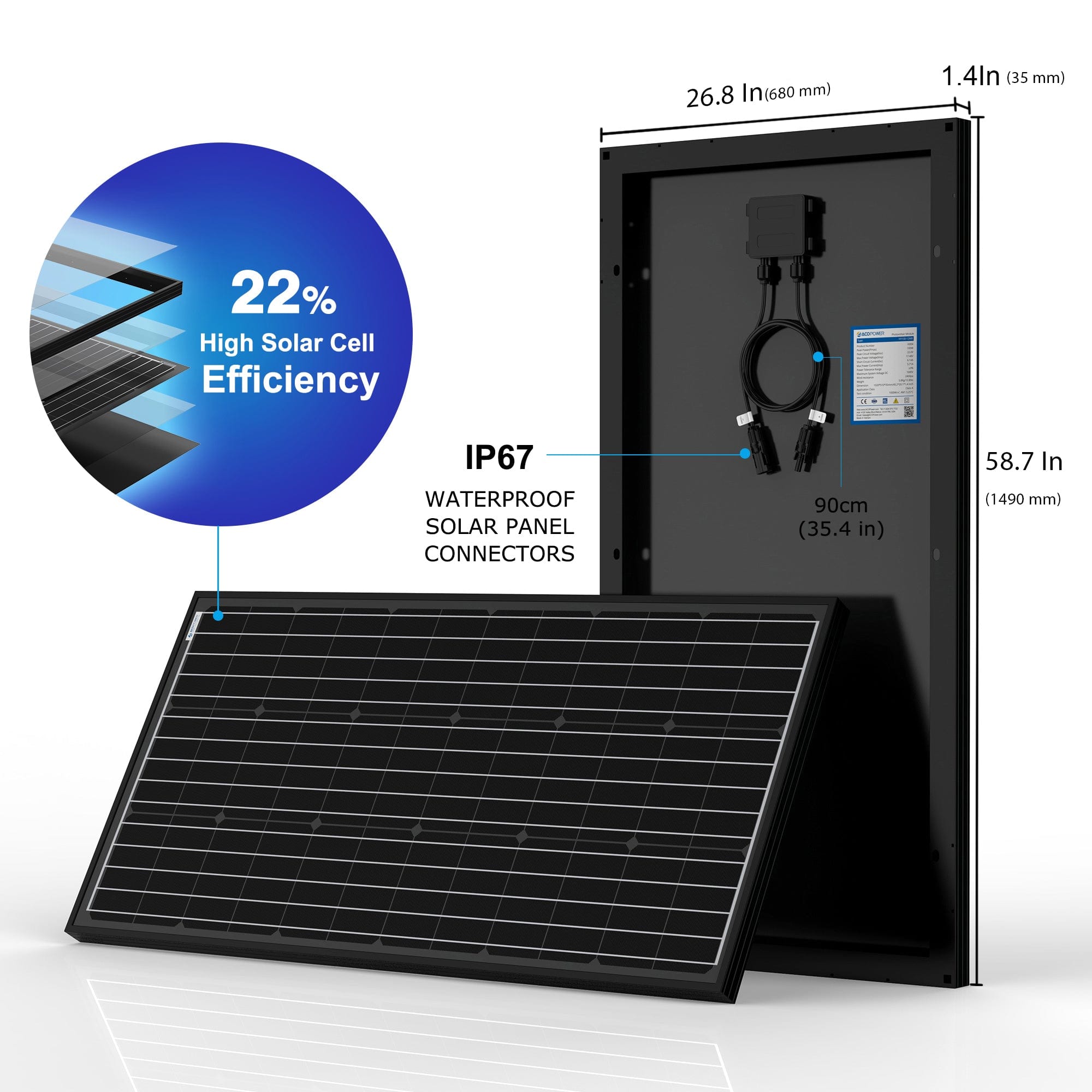 ACOPower 200 Watt 12 Volts Monocrystalline for Water Pumps, Residential Power Supply AcoPower Solar Panels