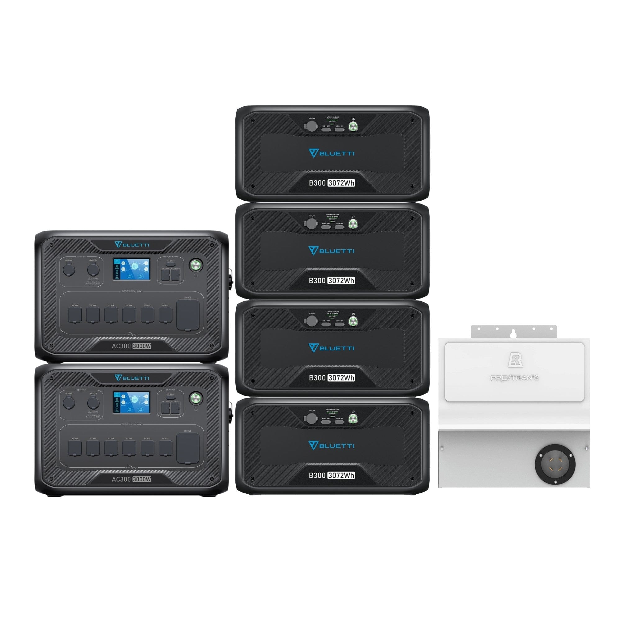 BLUETTI 2*AC300 + 4*B300 + 1*P030A | Home Battery Backup Bluetti AC300 Kits 2*AC300+4*B300+AC300 Home integration Kit（120V&240V) | 6000W,12288Wh,Power Kit Solar Generator Kit