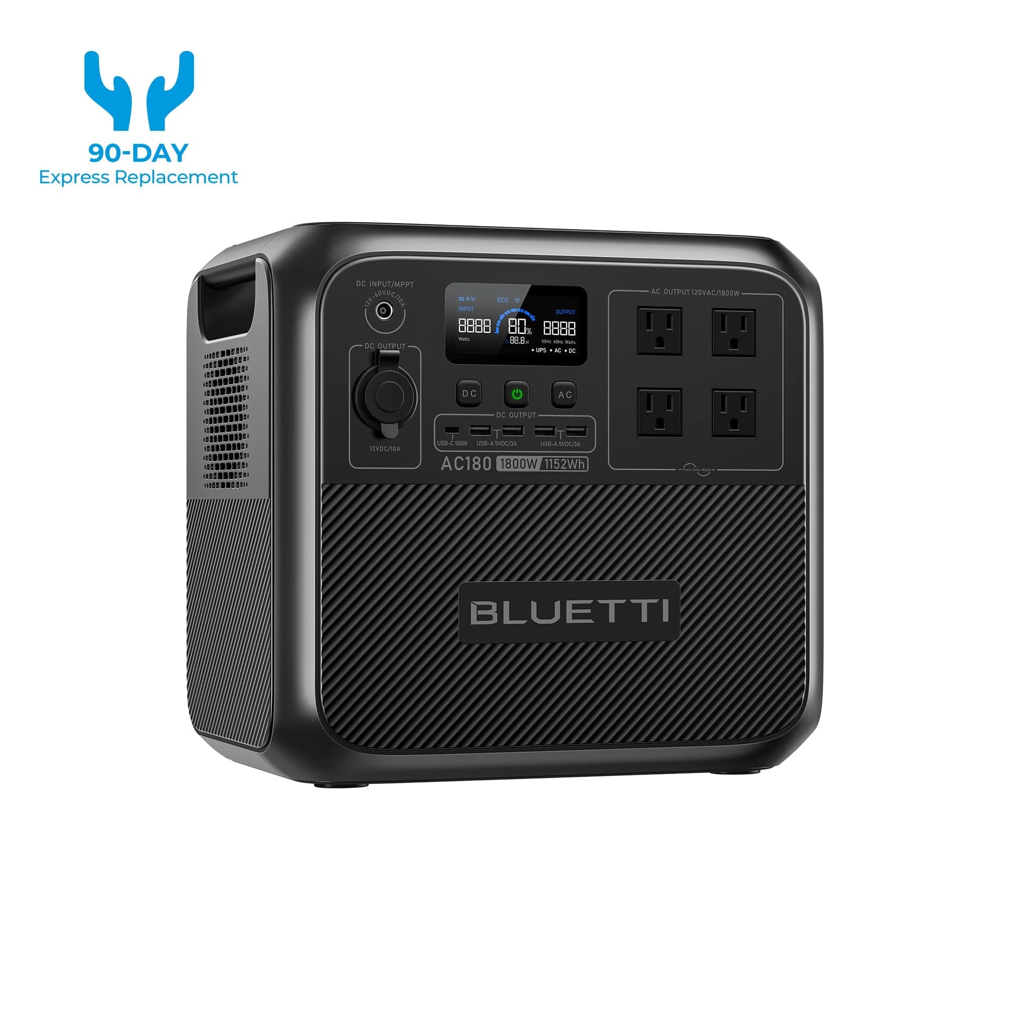 BLUETTI AC180 Solar Portable Power Station | 1,800W 1,152Wh BLUETTI-US