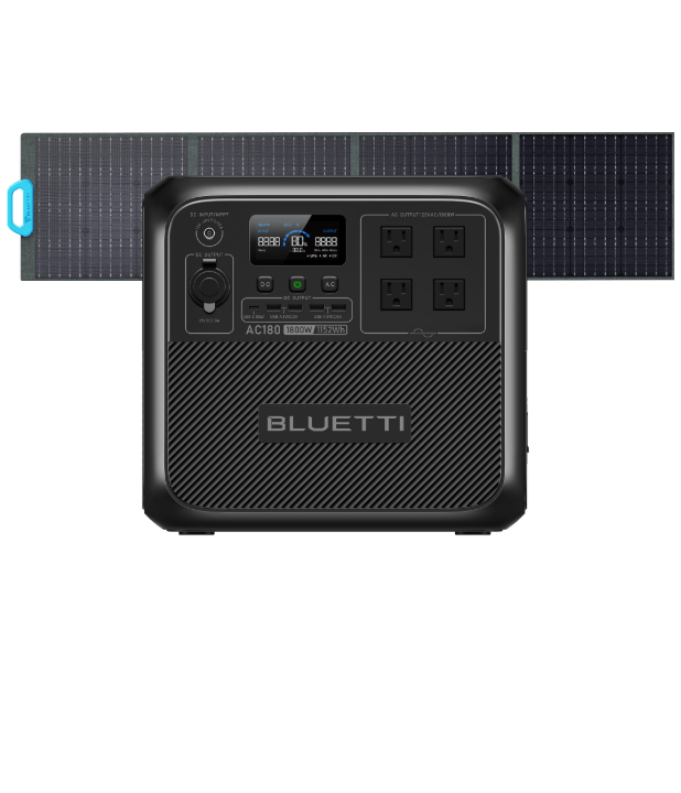 BLUETTI AC180 Solar Portable Power Station | 1,800W 1,152Wh BLUETTI-US AC180+PV200 | 1800W, 1152Wh, 200W Solar Kit