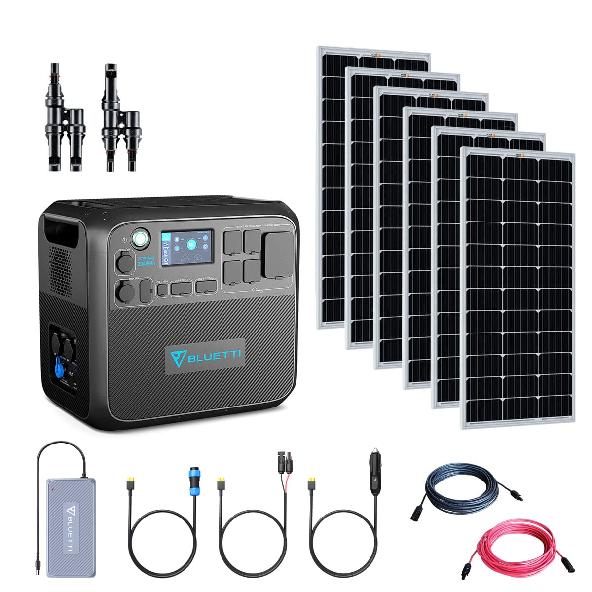 Bluetti AC200 Max 2,200W Solar Generator Kit | Choose 100W or 200W Mono Solar Panels | 2,048Wh Complete Solar Kit Bluetti AC200Max Kits AC200 Max