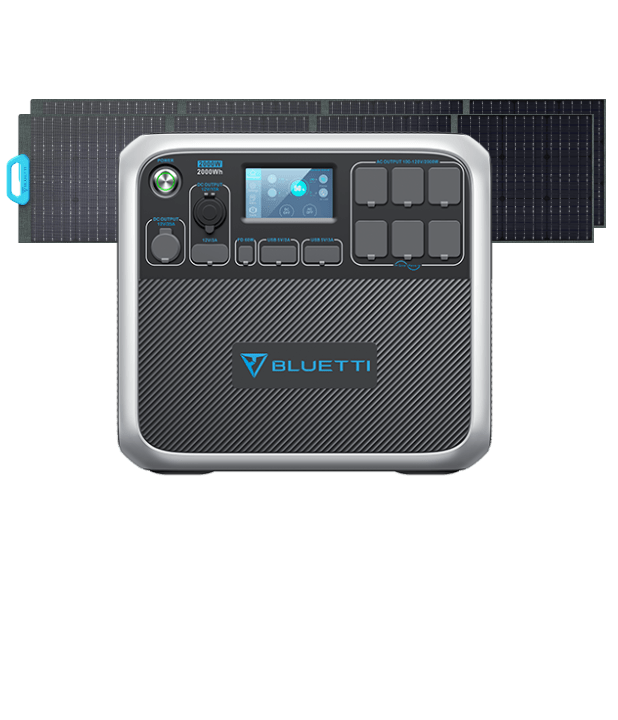 BLUETTI AC200P Portable Power Station | 2,000W 2,000Wh Bluetti AC200P+2*PV200 | 2000W, 2000Wh, 400W Solar Kit Portable Power Stations