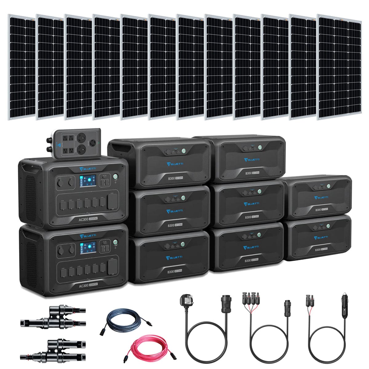 Bluetti AC300 6,000W/24.5kWh Solar Generator Kit | 12 x 200W 12V Rigid Mono Solar Panels | 24.5KwH Complete Solar Kit Bluetti AC300 Kits AC300