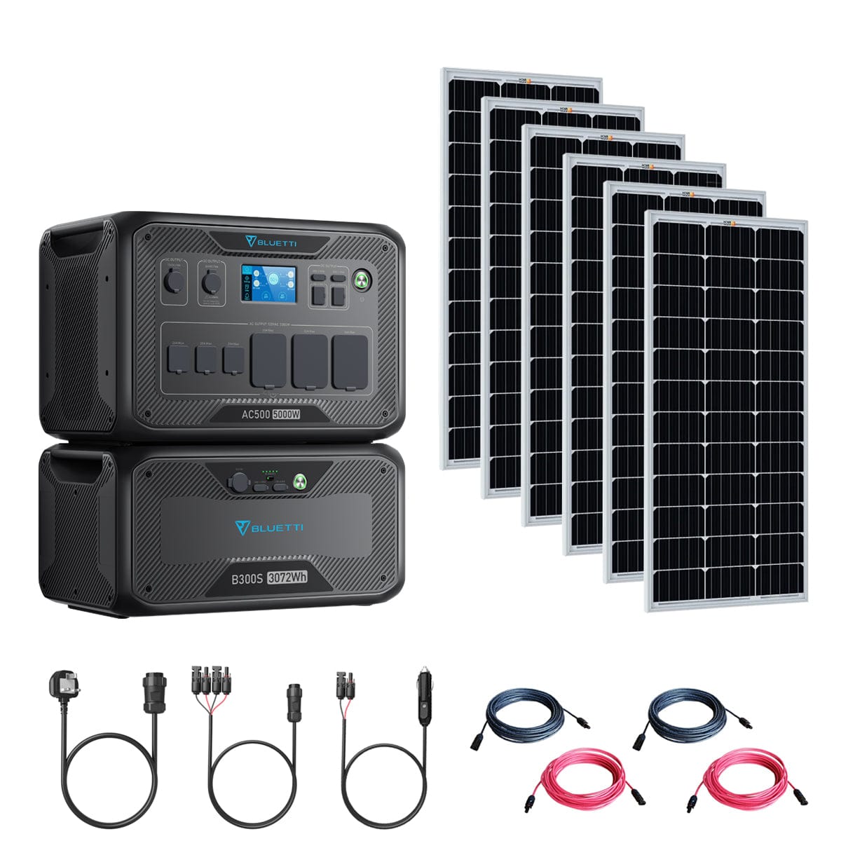 Bluetti AC500 5000W/3,072Wh Solar Generator Kit | 6 x 200W 12V Rigid Mono Solar Panels | 1 x B300S 3072Wh Battery | Complete Solar Kit Bluetti AC500 Kits AC500+B300S