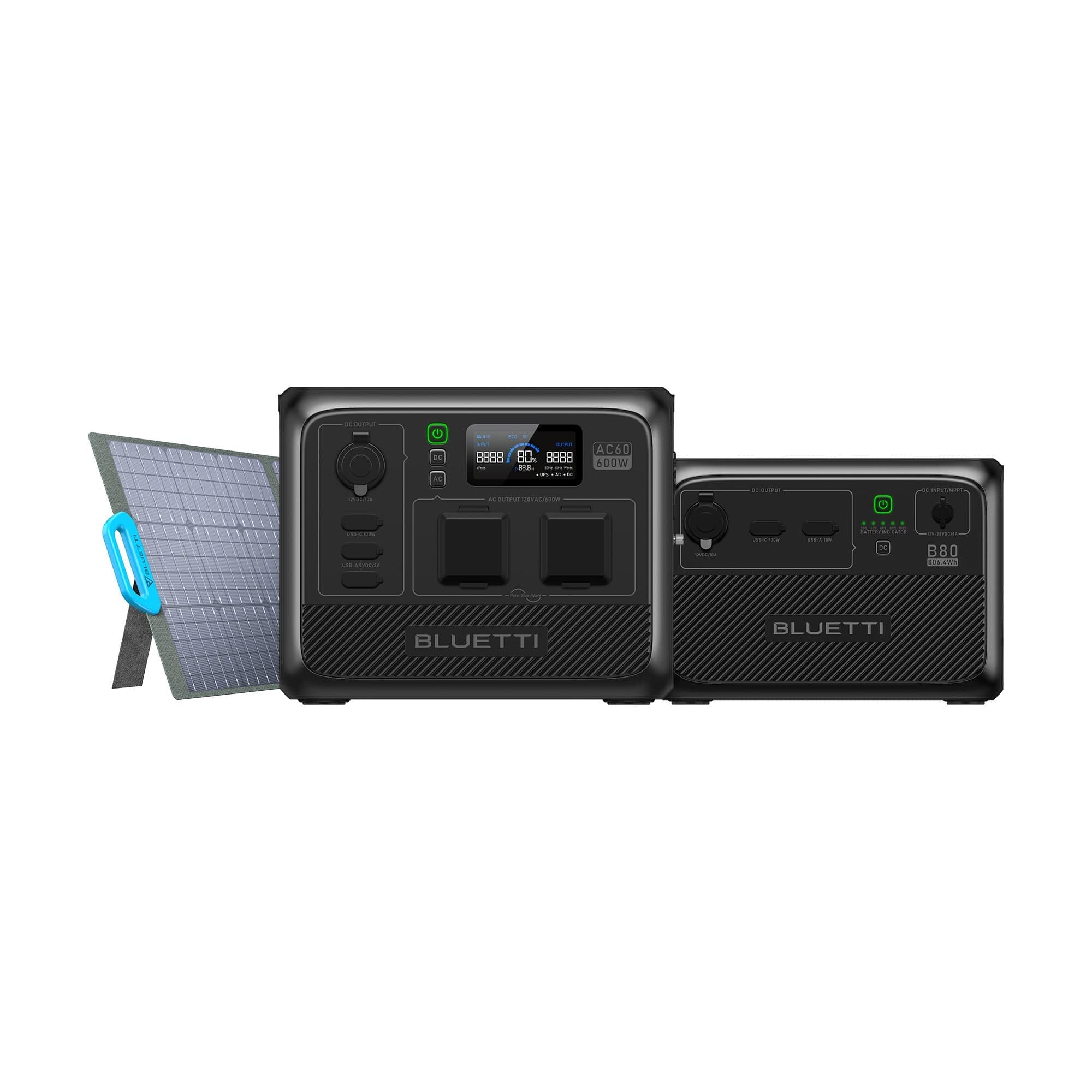 BLUETTI AC60 Portable Power Station | 600W 403Wh BLUETTI-US AC60+B80+PV200 | 600W, 1209Wh, 200W Solar Kit power station