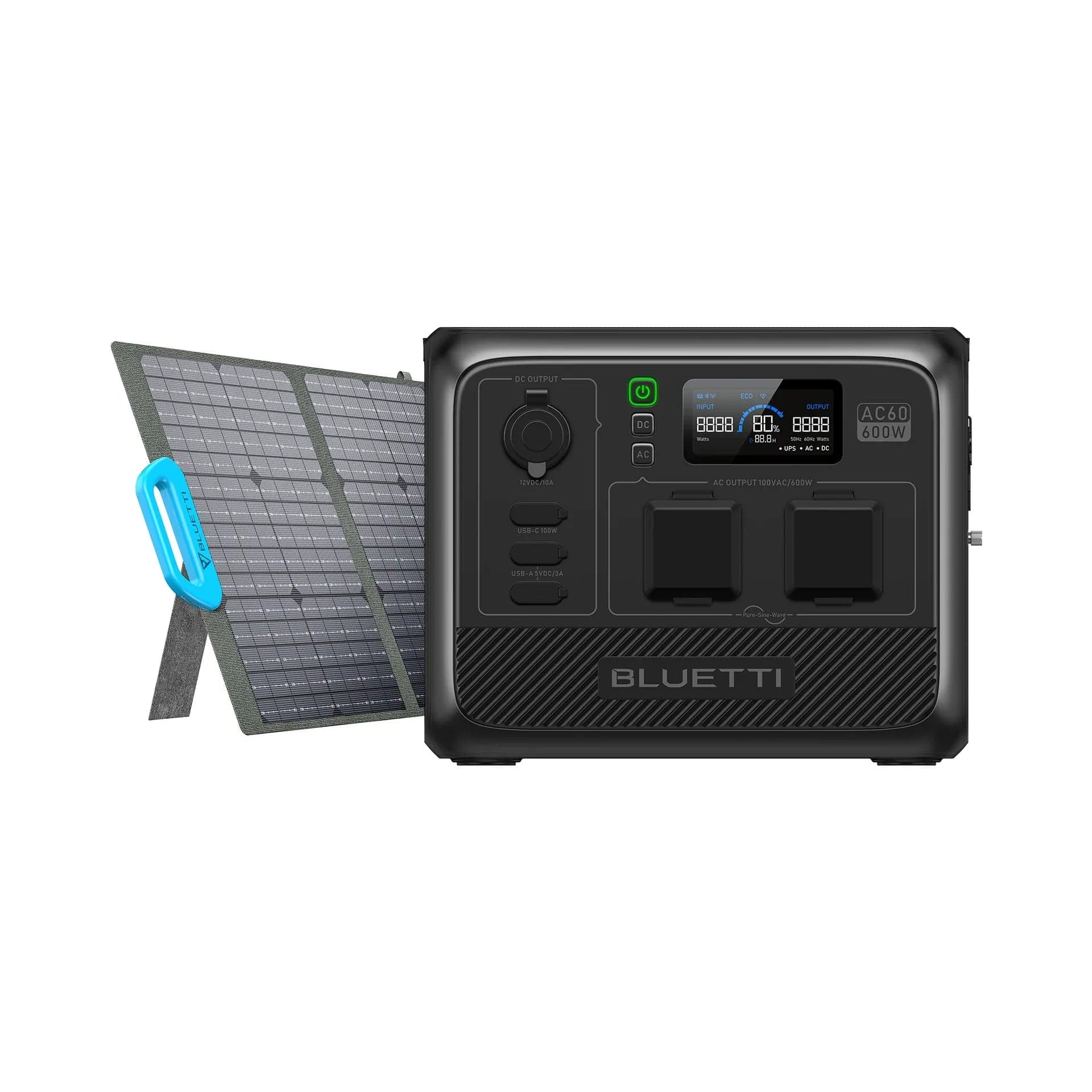 BLUETTI AC60 Portable Power Station | 600W 403Wh BLUETTI-US AC60+PV120 | 600W, 403Wh, 120W Solar Kit power station