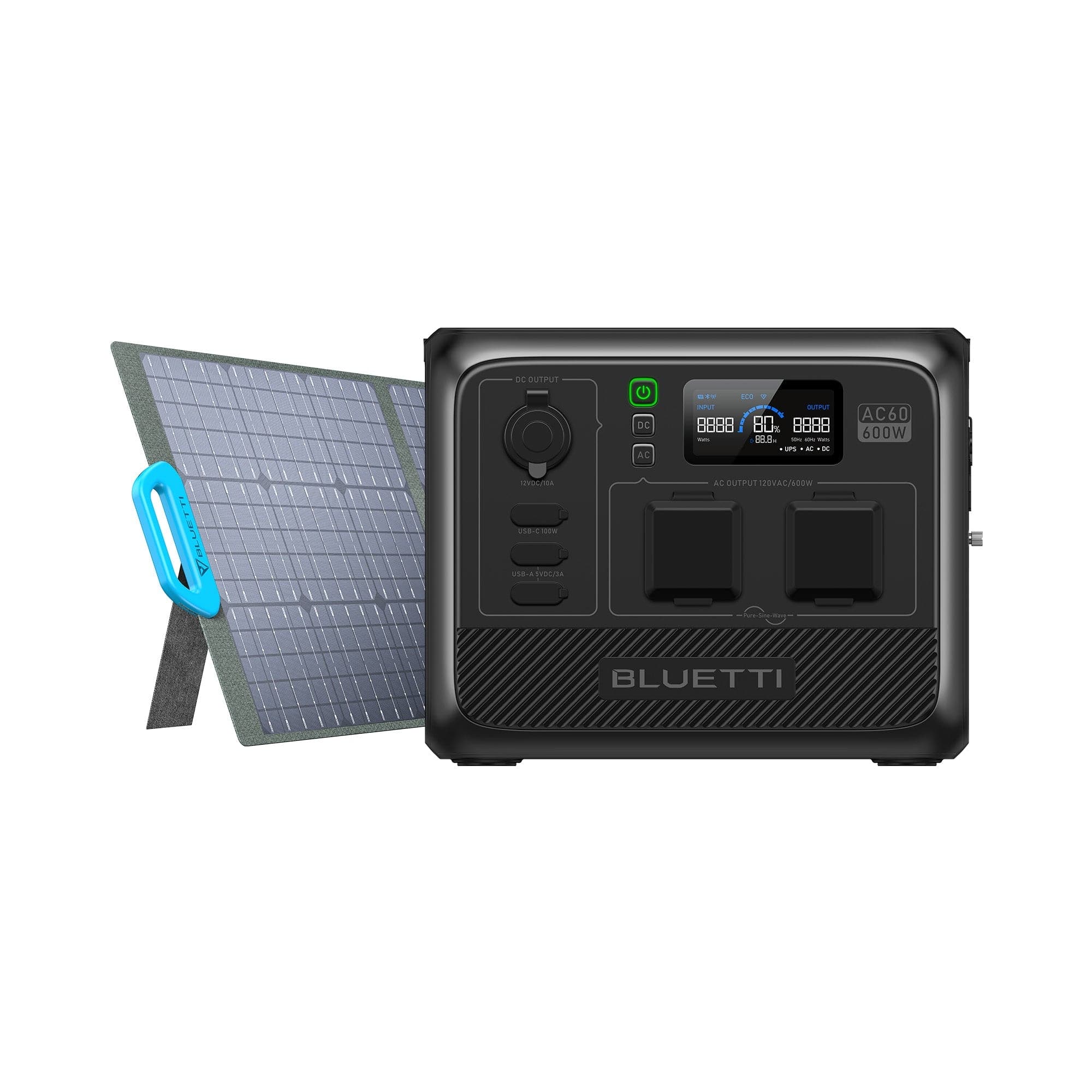 BLUETTI AC60 Portable Power Station | 600W 403Wh BLUETTI-US AC60+PV200 | 600W, 403Wh, 200W Solar Kit power station