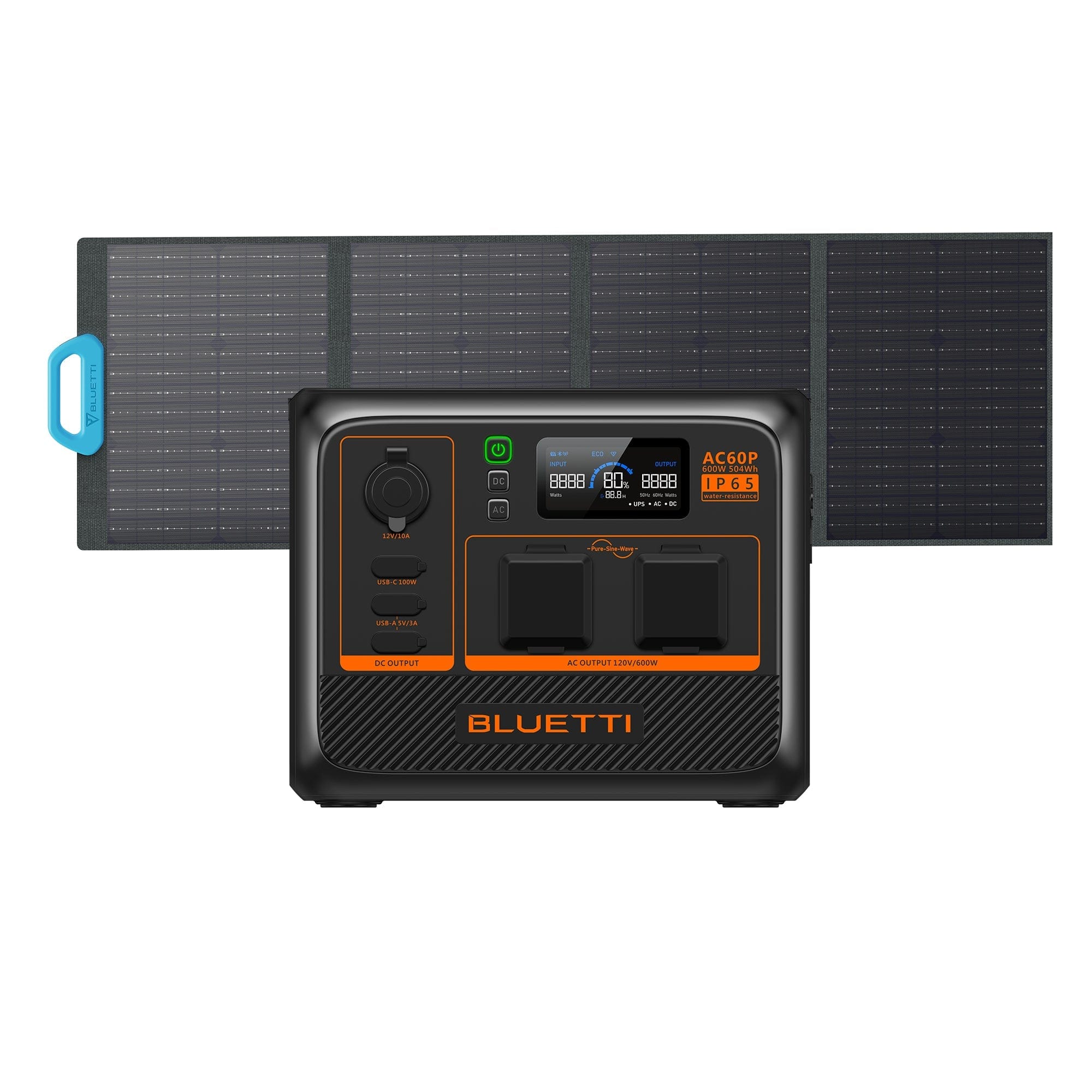 BLUETTI AC60P Portable Power Station | 600W 504Wh BLUETTI-US AC60P+PV120 | 600W,504Wh,120W Solar Kit