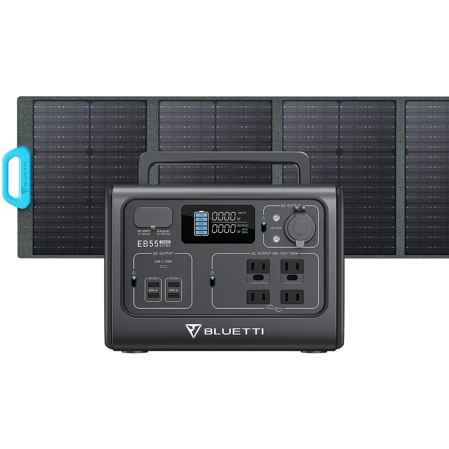 BLUETTI EB55 Portable Power Station | 700W 537Wh Bluetti EB55+PV120 | 700W, 537WH, 120W Solar Kit Portable Power Stations