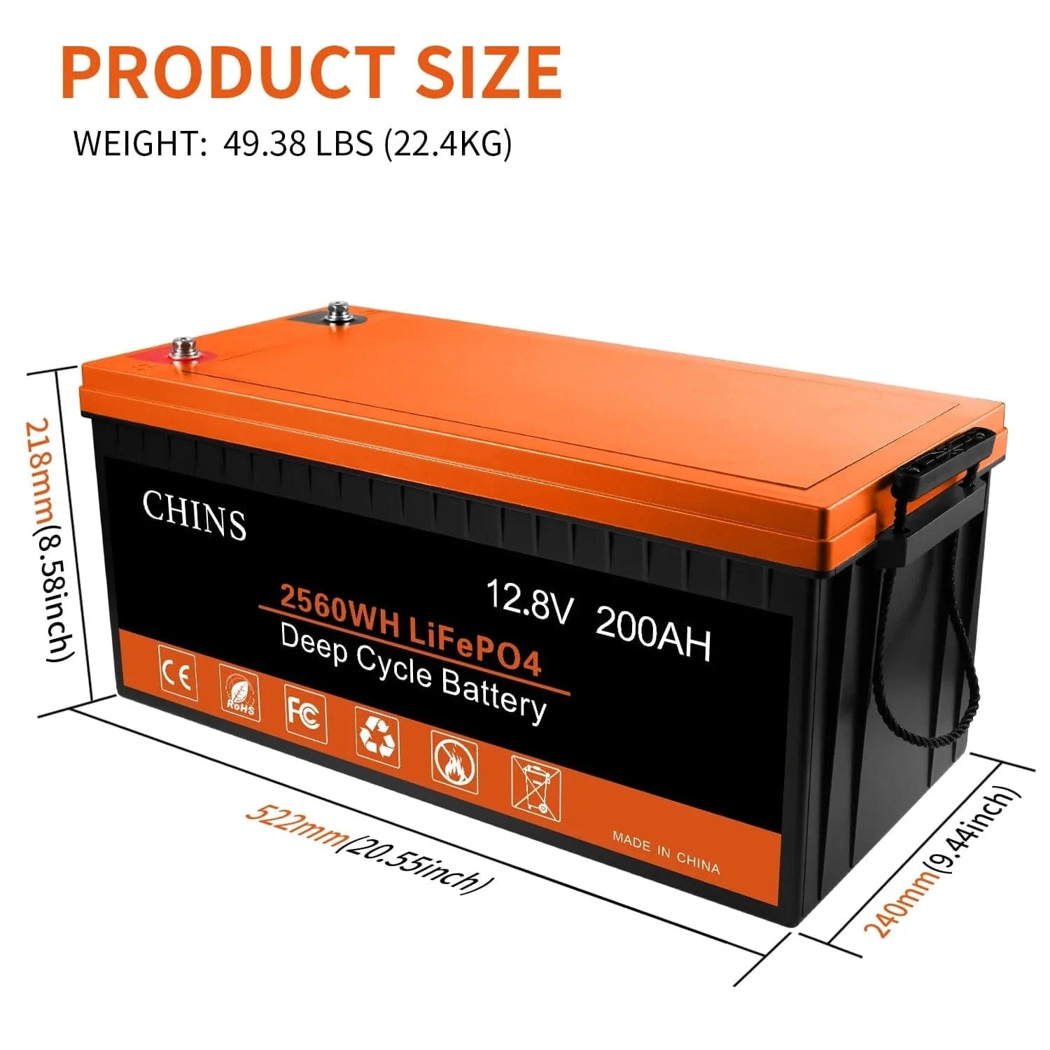 Chins 12.8V/200Ah LiFePO4 Deep Cycle Battery Chins Chins Deep Cycle Batteries