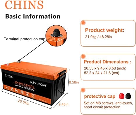 Chins 12.8V/200Ah Plus LiFePO4 Deep Cycle Battery Chins Chins Deep Cycle Batteries