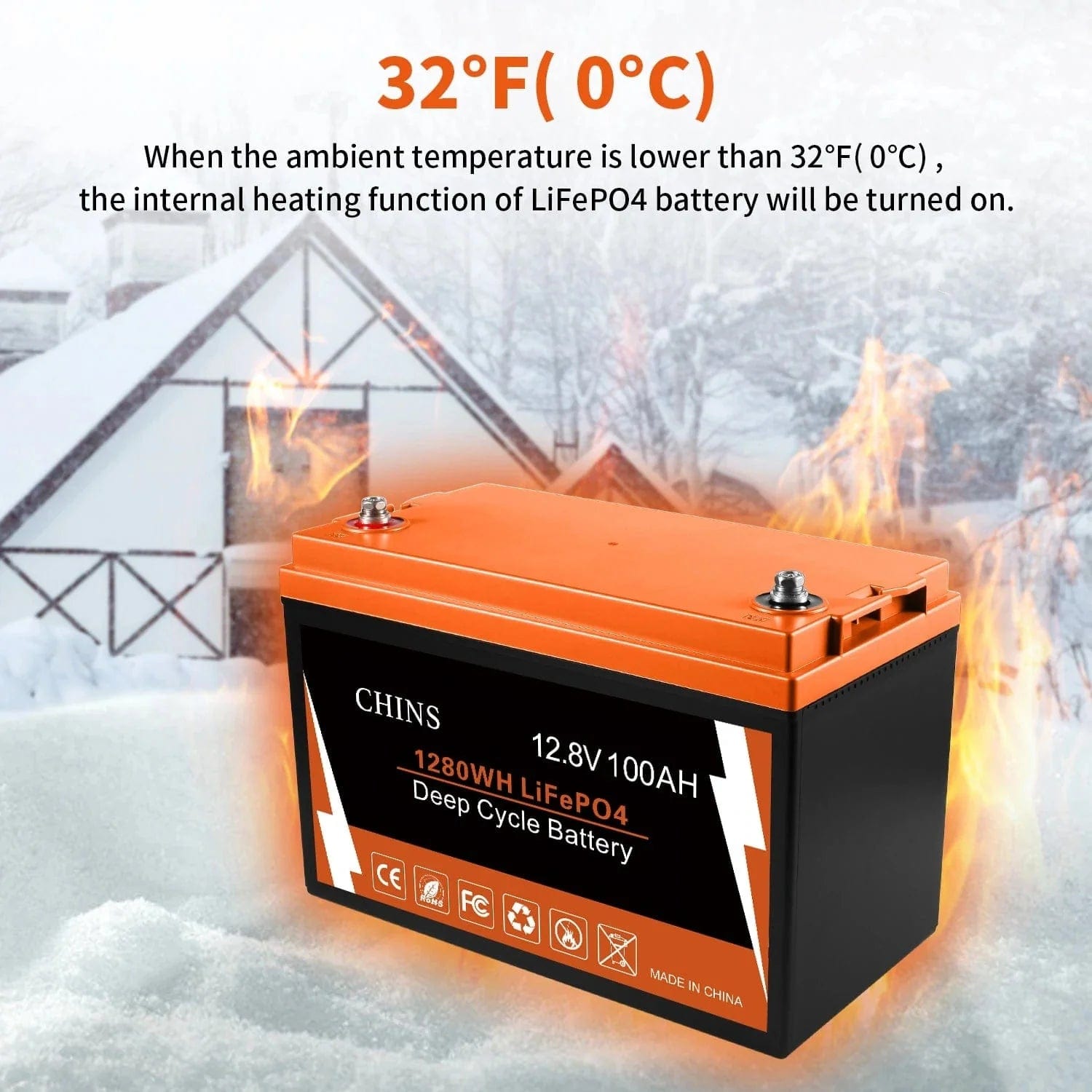 Chins Smart 12.8V/100Ah LiFePO4 Deep Cycle Battery Chins Chins Deep Cycle Batteries