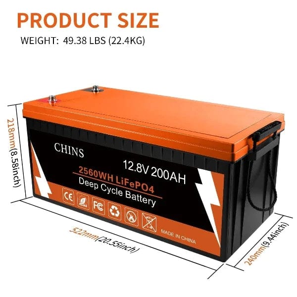 Chins Smart 12.8V/200Ah LiFePO4 Deep Cycle Battery Chins Chins Deep Cycle Batteries