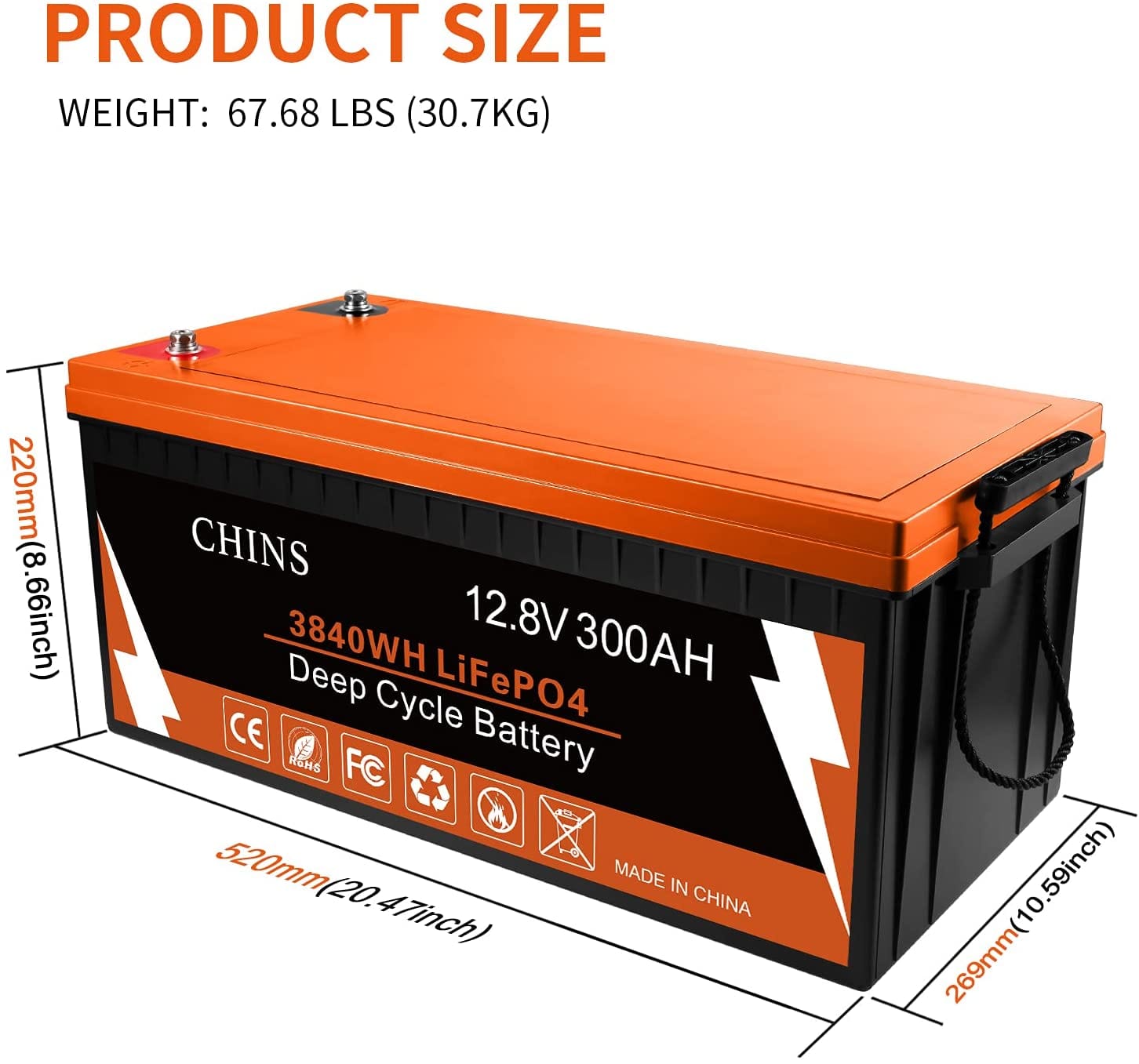 Chins Smart 12.8V/300Ah LiFePO4 Deep Cycle Battery Chins Chins Deep Cycle Batteries