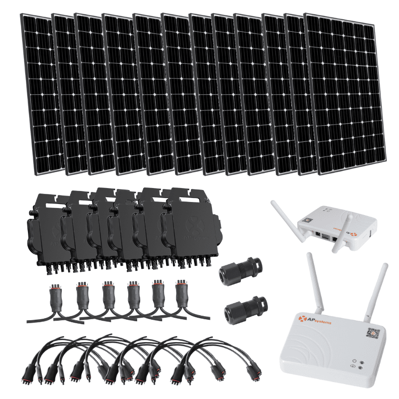 Complete Grid-Tie Solar Kit - [12 x 400 Watt] Tier-1 Solar Panels + 6 x DS3 Microinverters | 4,800W of Solar + Includes Communication Gateway [MIK-MAX] MIK