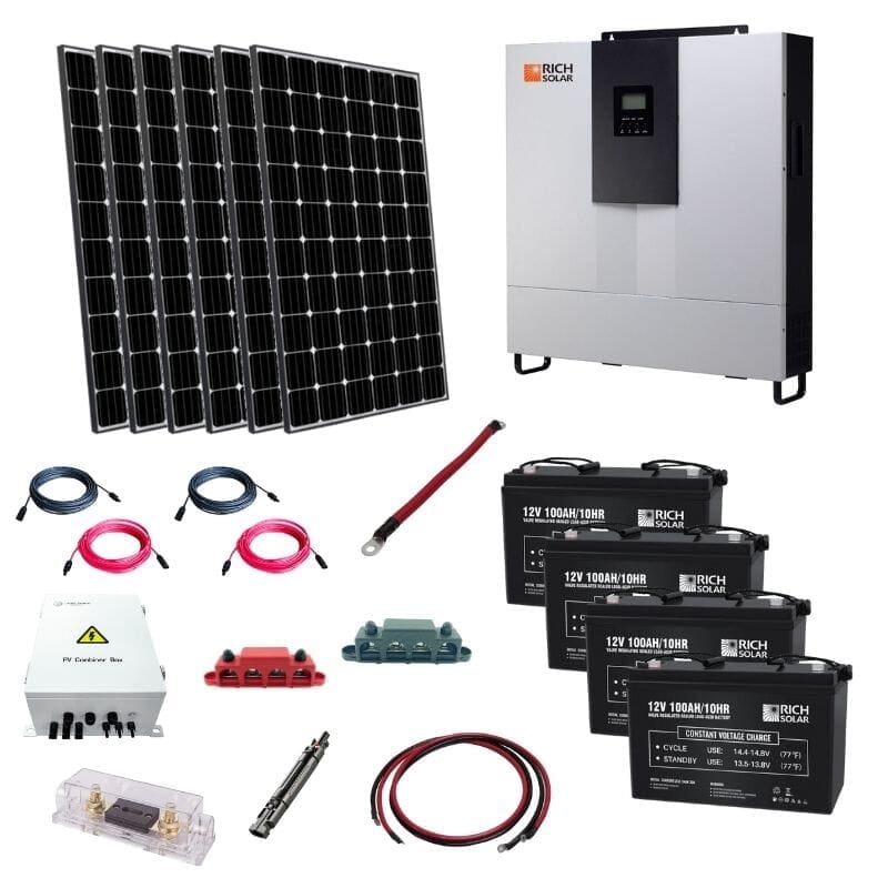 Complete Off-Grid Solar Kit - 6,000W 120/240V Output 48V [4.8kWh - 9.6kWh Battery Bank] + 6 x 390W Solar Panels | Off-Grid, Mobile, Backup [HBK-PRO] HBK