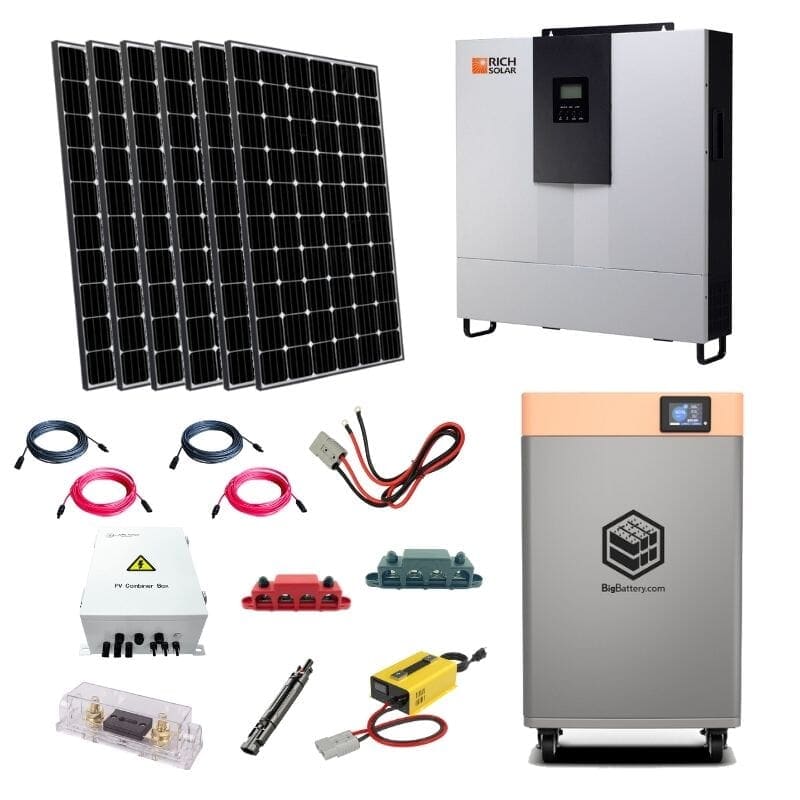 Complete Off-Grid Solar Kit - 6,000W 120/240V Output 48V [4.8kWh - 9.6kWh Battery Bank] + 6 x 390W Solar Panels | Off-Grid, Mobile, Backup [HBK-PRO] HBK