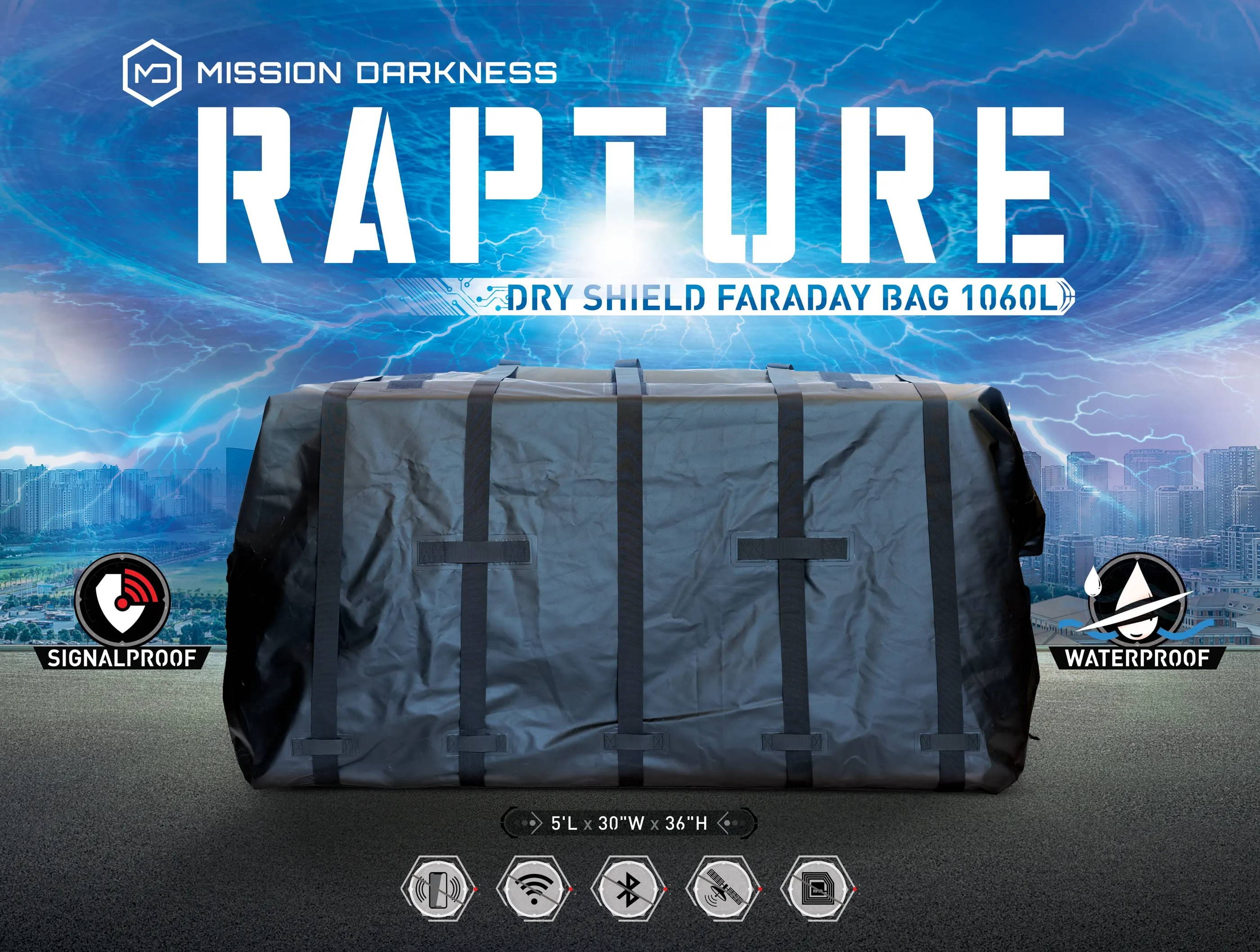 Extra Large Rapture EMP Shield / Faraday Bag 1,060L | Weatherproof, Waterproof, Signalproof MOS Equipment Faraday Bag