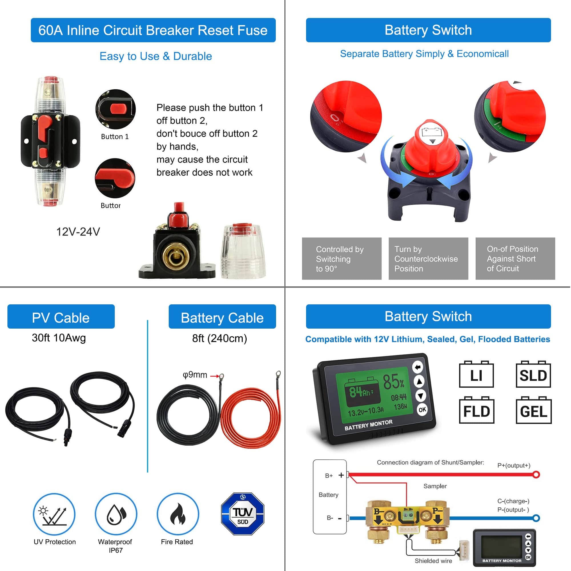 Flexible RV Solar System AcoPower Solar Battery System