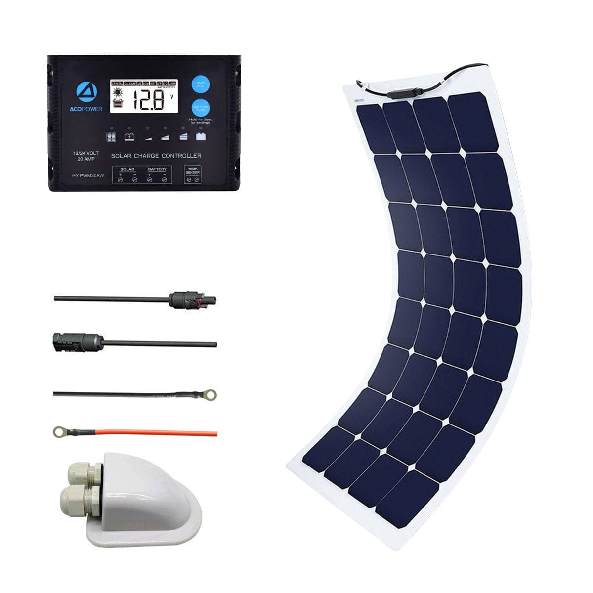 Flexible Solar Panel Kit + MPPT / PWM Charge Controller AcoPower Roof Solar Kits
