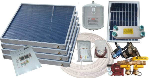 Heliatos RV Freeze Protected Solar Water Heater Kit with Built-In Heat Exchanger Heliatos Solar 4 Panels - In Stock Solar Water Heater Kits