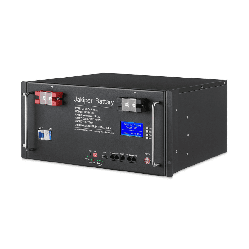 Jakiper 48V Server Rack Battery LiFePO4 | 51.2V / 100Ah / 5,120Wh / Smart BMS, JK48V100  - 10-Year Warranty Jakiper