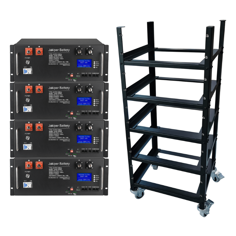 Jakiper PRO 48V / 100Ah Lithium Battery (V2) | 5.12kWh Server Rack Battery | 10-Year Warranty | UL1642, UL1973 Jakiper 4 Batteries + 5 Slot Rack Batteries